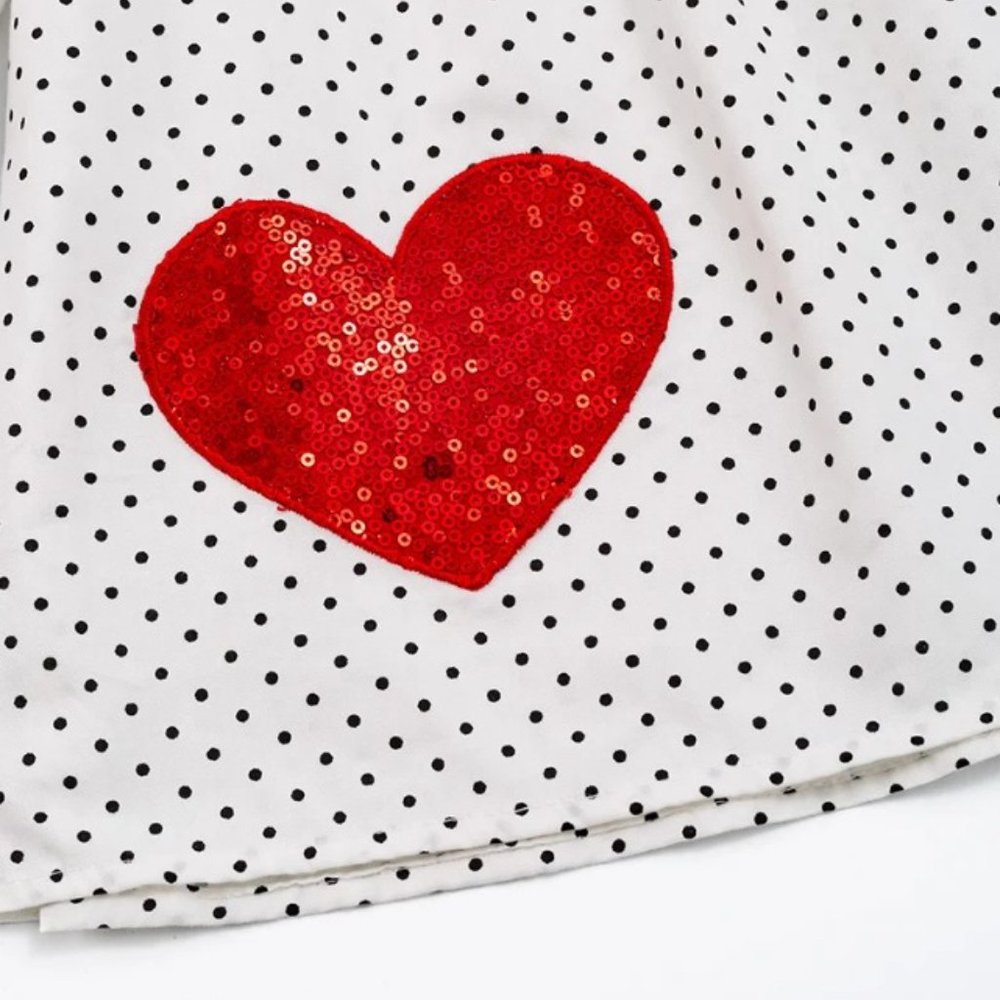 Valentine's Day Smocked Sequin Heart Long Sleeve Dress - Picture 3 of 6